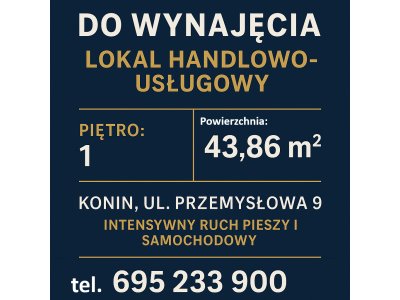 LOKAL HANDLOWO-USŁUGOWY DO WYNAJĘCIA – KONIN, UL. PRZEMYSŁOWA 9