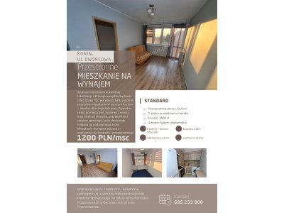 Przytulne 2 pokoje w centrum Konina – ul. Dworcowa | Wolne od zaraz