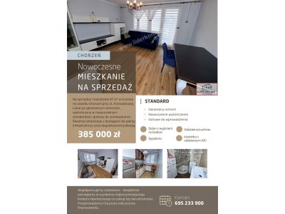 Na sprzedaż 2 POKOJE | 47 m² | PO REMONCIE | BALKON | KONIN – CHORZEŃ, ul. Konwaliowa