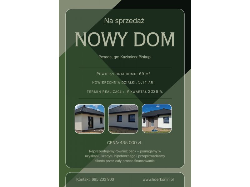 Nowy dom w stanie deweloperskim–Posada, gm Kazimierz Biskupi