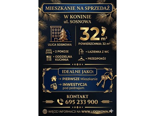 2 pokoje| 32 m² |Konin, ul. Sosnowa| Idealne pod inwestycje