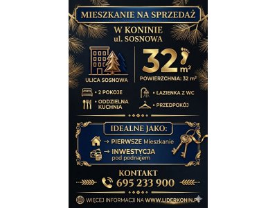 2 pokoje| 32 m² |Konin, ul. Sosnowa| Idealne pod inwestycje