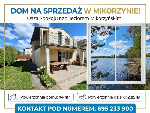 Całoroczny dom 74 m² z kominkiem – 150 m od Jeziora Mikorzyńskiego!