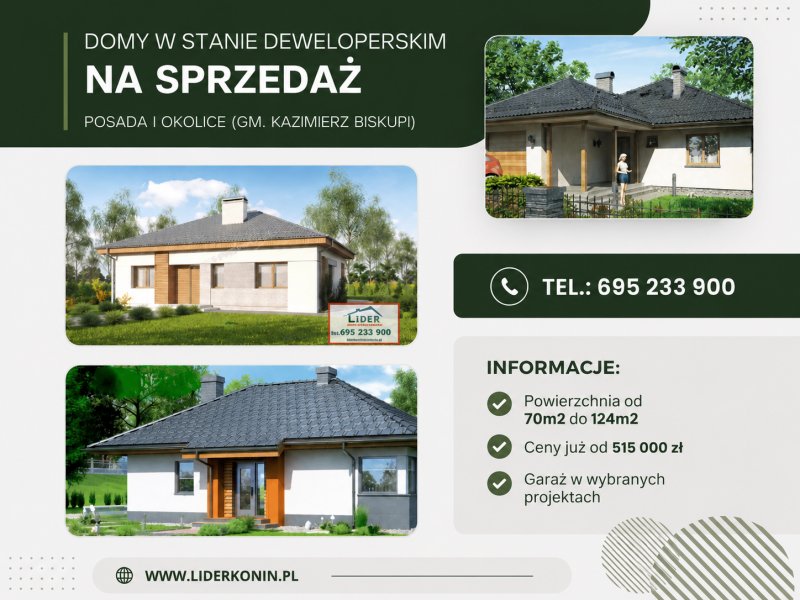 Nowe domy na sprzedaż – Posada, Olesin, Sokółki, Bielawy