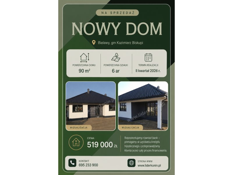 NOWY DOM W STANIE DEWELOPERSKIM – 90 m² • 3 sypialnie