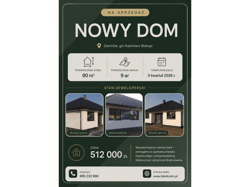 NOWY DOM W STANIE DEWELOPERSKIM – 90 m²