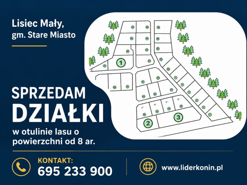 Sprzedam działki budowlane – Lisiec Mały, gm. Stare Miasto