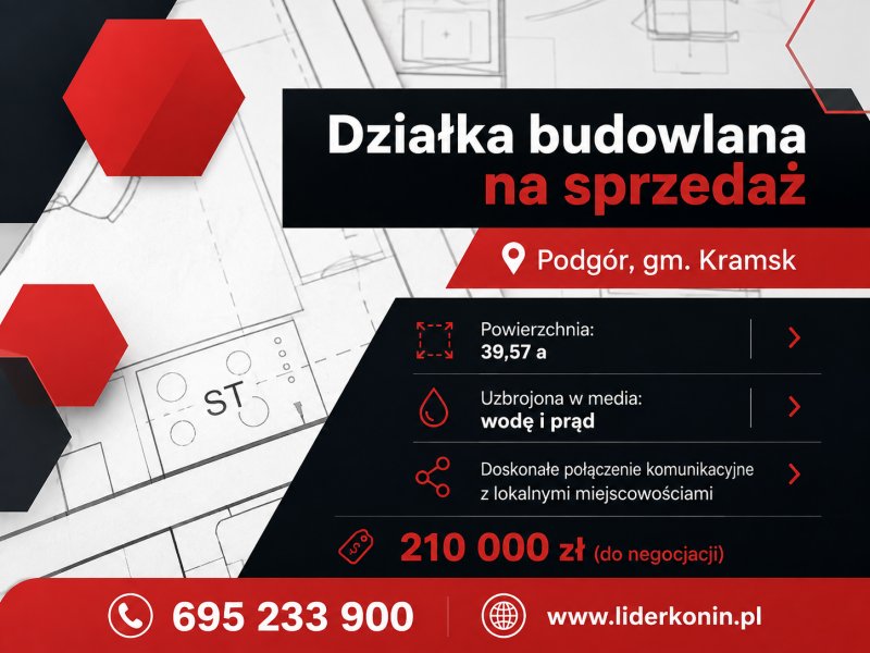 Na sprzedaż: Atrakcyjna działka budowlana w miejscowości Podgór, gmina Kramsk