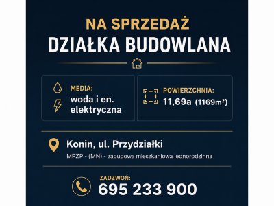 DZIAŁKA BUDOWLANA NA SPRZEDAŻ – KONIN, UL. PRZYDZIAŁKI