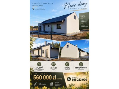 Nowe domy 114,5 m² z garażem | Krągola Pierwsza | działki ok. 6 ar
